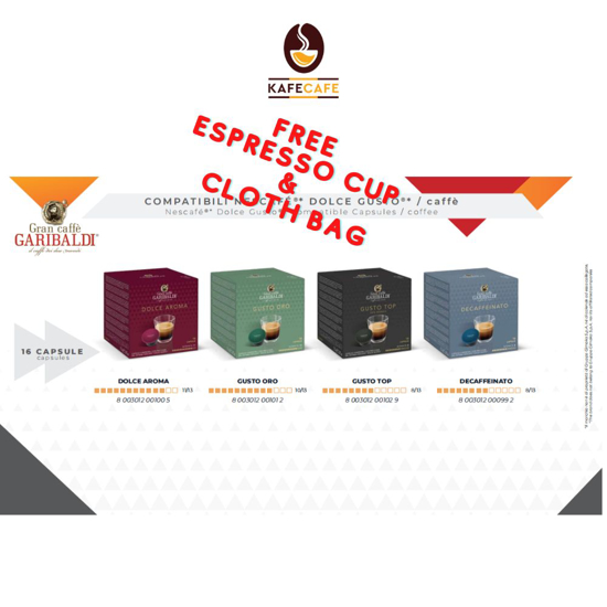Picture of 64 GRAN CAFFE GARIBALDI DOLCE GUSTO COFFEE + FREE CUP & BAG